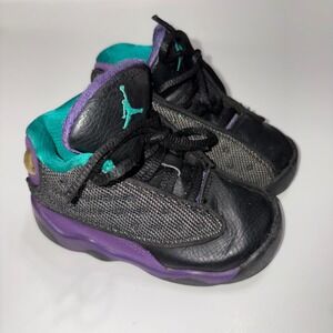 Nike Air Jordan 13 Retro‎ Purple Teal Black Toddler Sneakers Shoes Size 7C